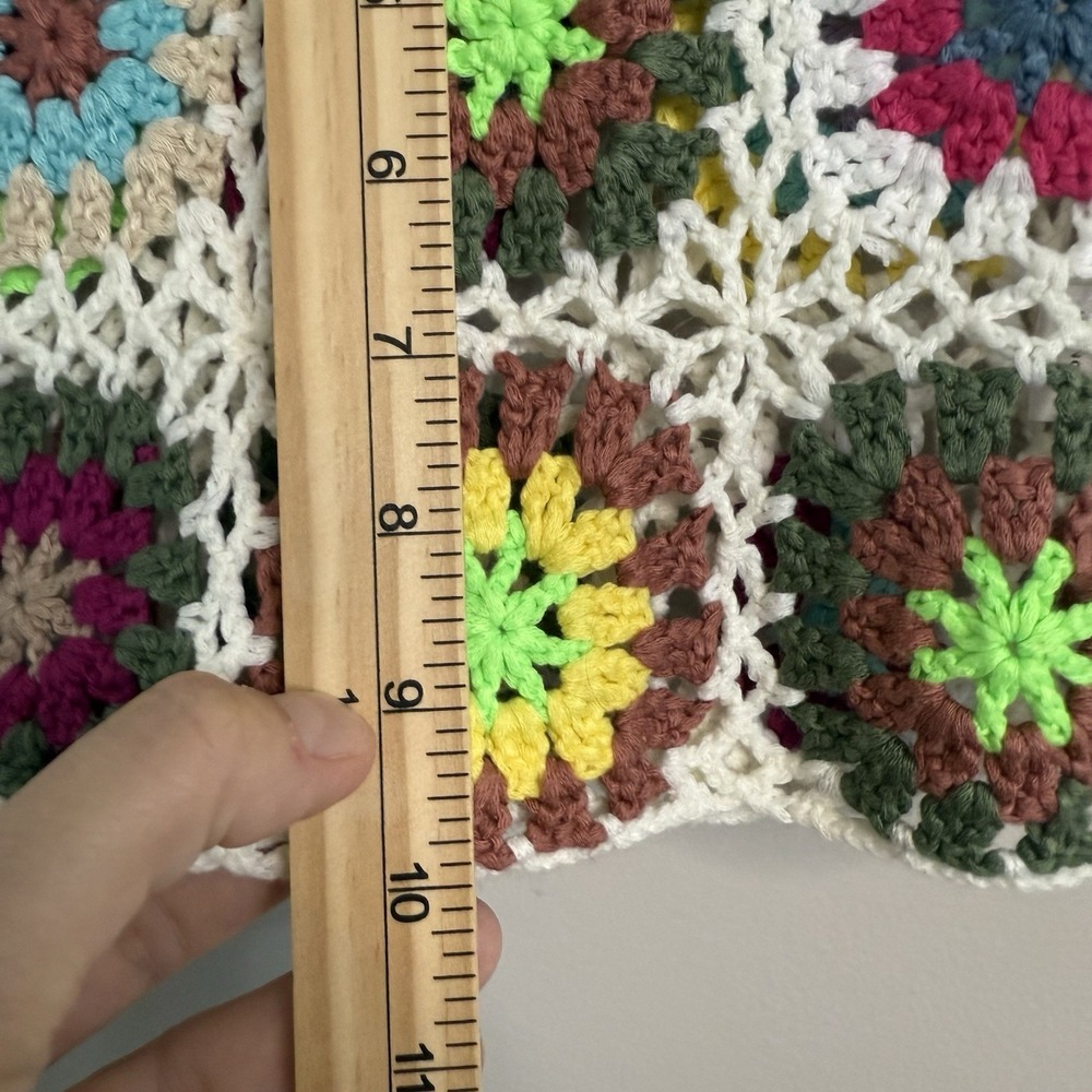 Crochet Cropped Tank Blouse Hippie Boho Style Size Small Granny Squares - Picture 7 of 8